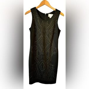 Nicole Miller Artelier Dress Women Green Stretch Zip Studded Sleeveless Size M